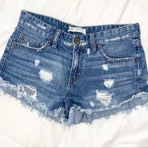 Free People Distressed Denim Shorts